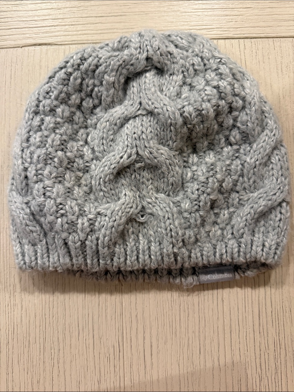 Columbia Light Gray Cable Knit Beanie